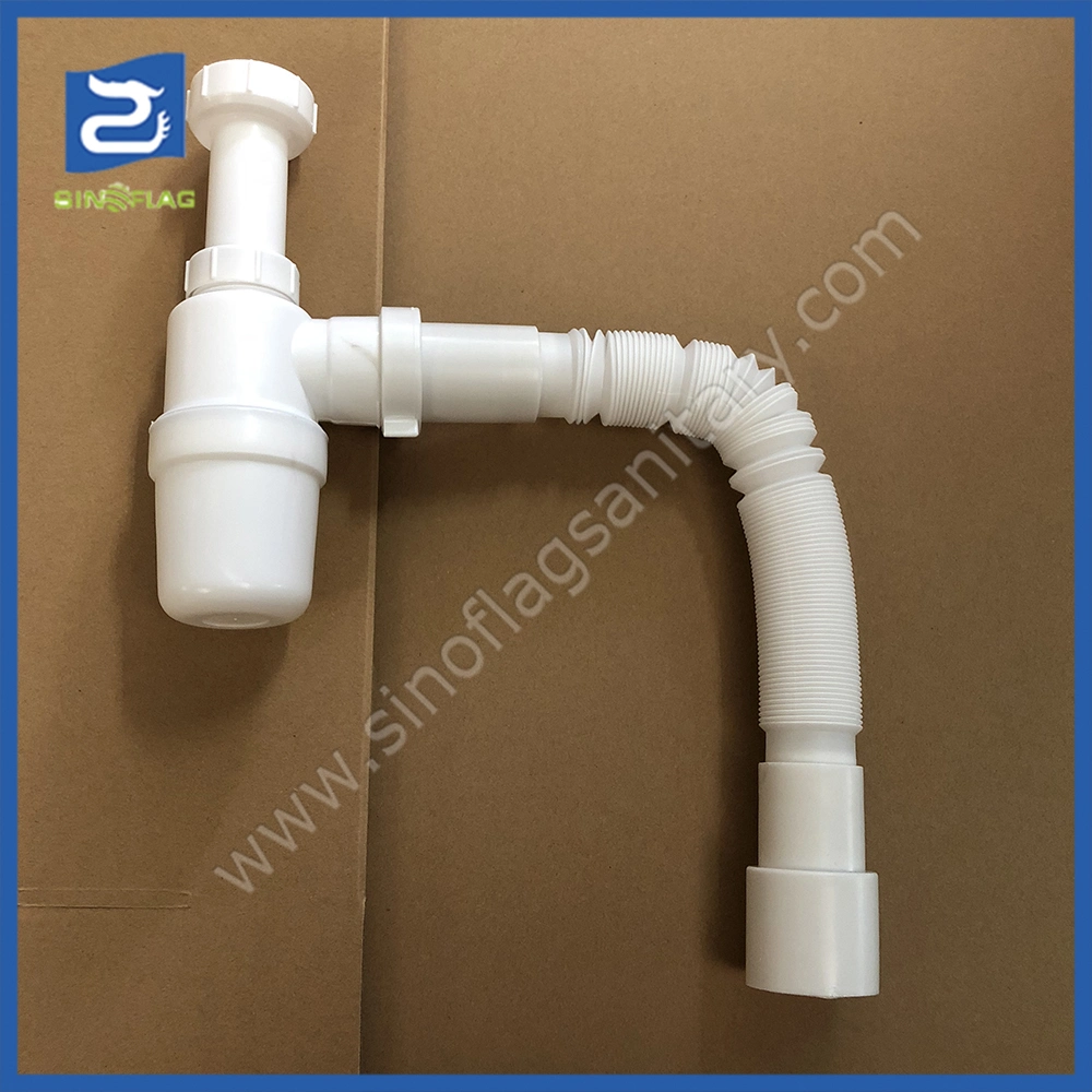 Single Basin PP Bottle Trap Plastic Sink Drainer PVC Sink Trap